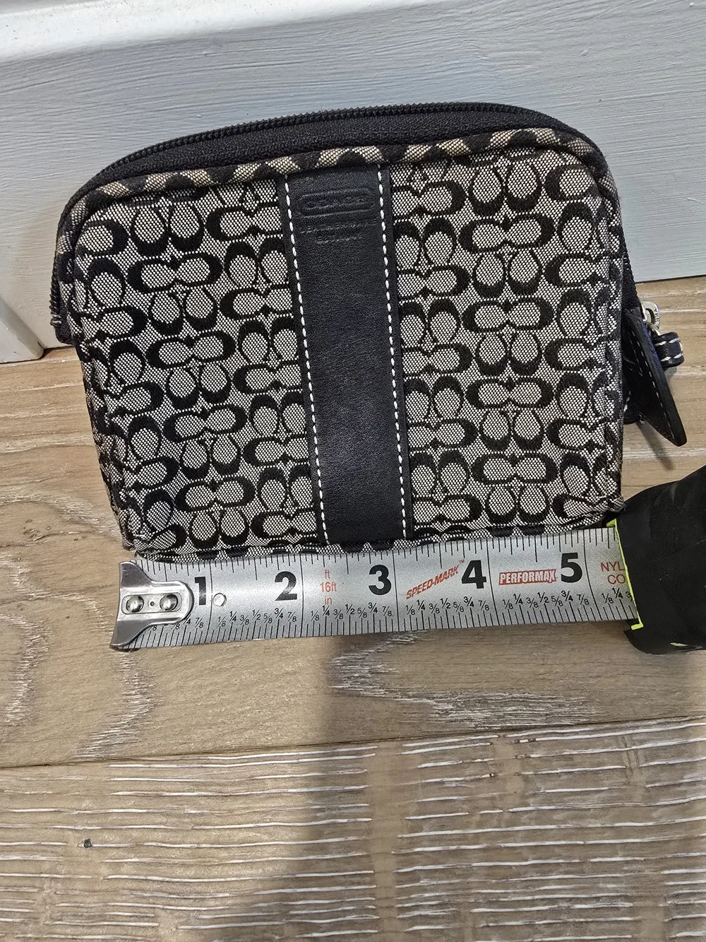 Y2K Coach Signature Canvas Cosmetic Bag - Black/Tan